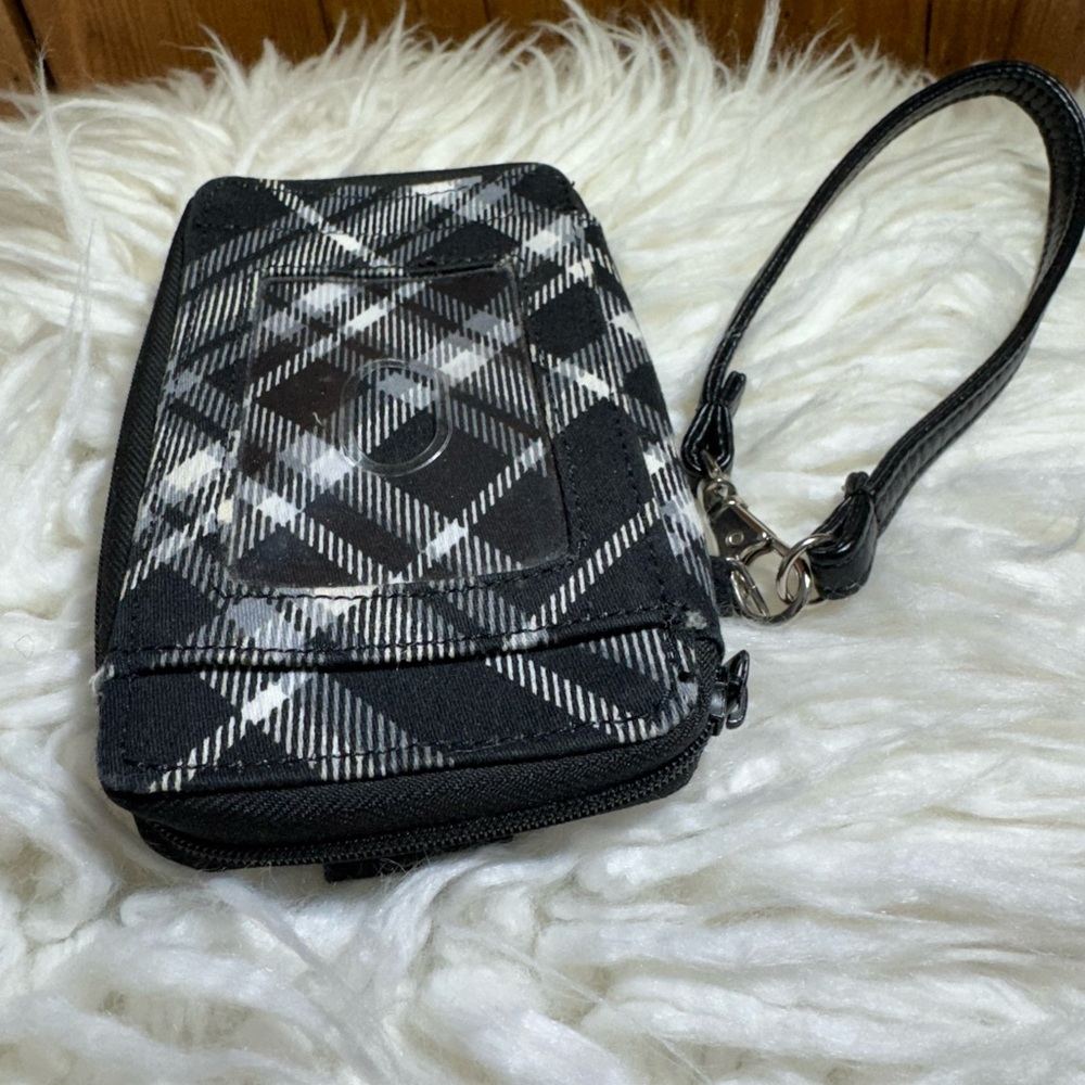 Thirty-One Timeless Wristlet Black Plaid Multi-Pocket Clutch - Picture 5 of 8